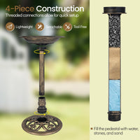 71cm Bird Bath with Solar Powered Fountain, Outdoor Pedestal Birdbath