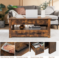 Giantex Lift Top Coffee Table, Industrial Accent Table with Enclosed Compartment, Rustic Brown