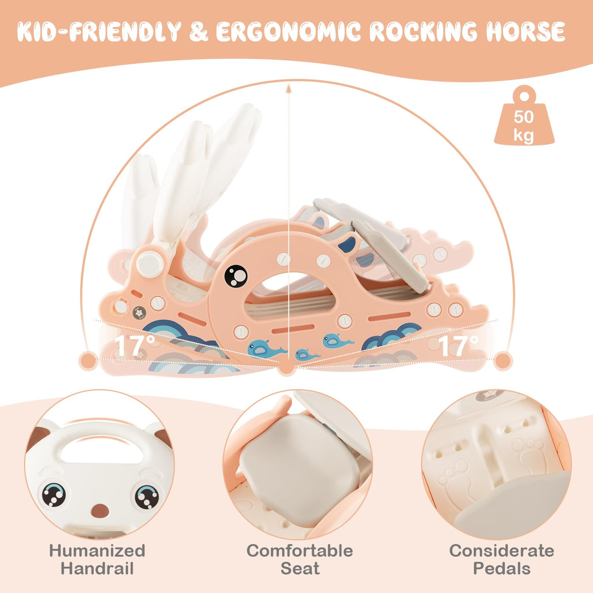 4-in-1 Kids Slide Rocking Toy, Multifunctional Toddler Slide with Rocking Horse