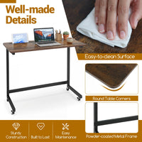 Mobile Side Table Rolling Laptop Desk Cart with Tablet Slot Over Bed Table with Wheels