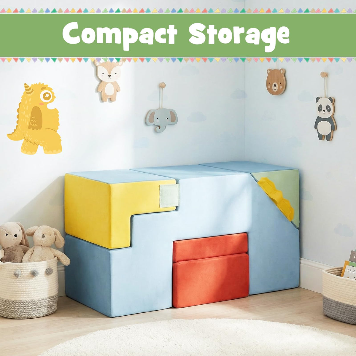 Kids Climb & Crawl Playset, Toddler Climber with Slide & Stairs, Soft Foam Blocks