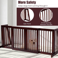 3 Panel Folding Wood Pet Slide Gate with Adjustable Length for Dogs