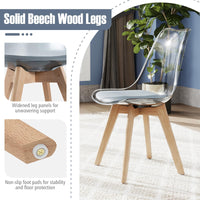 4-Pack Clear Dining Chairs with Wood Legs & PU Cushion