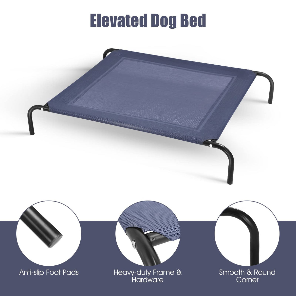 Elevated Pet Bed for Large Dogs Cot Indoor Outdoor Camping Steel Frame Mat