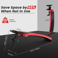 Foldable Adjustable Sit-Up Bench with Crunch Handles Home Gym Exercise Equipment