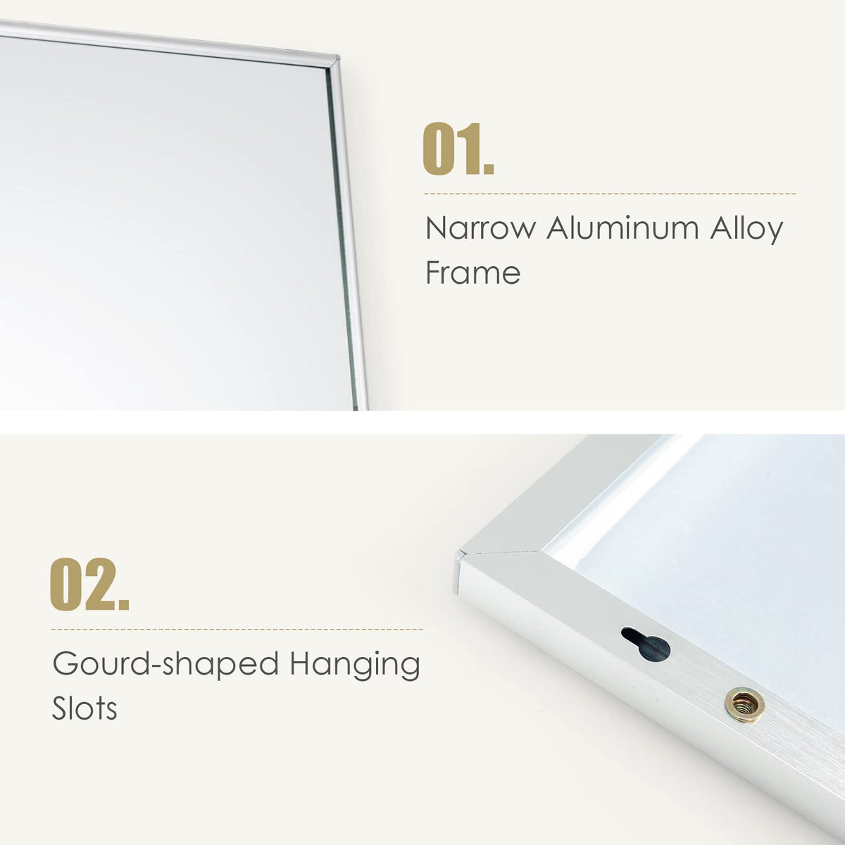 Giantex 120 x 37 cm Over the Door Mirror, Full-Length Mirror with Hooks