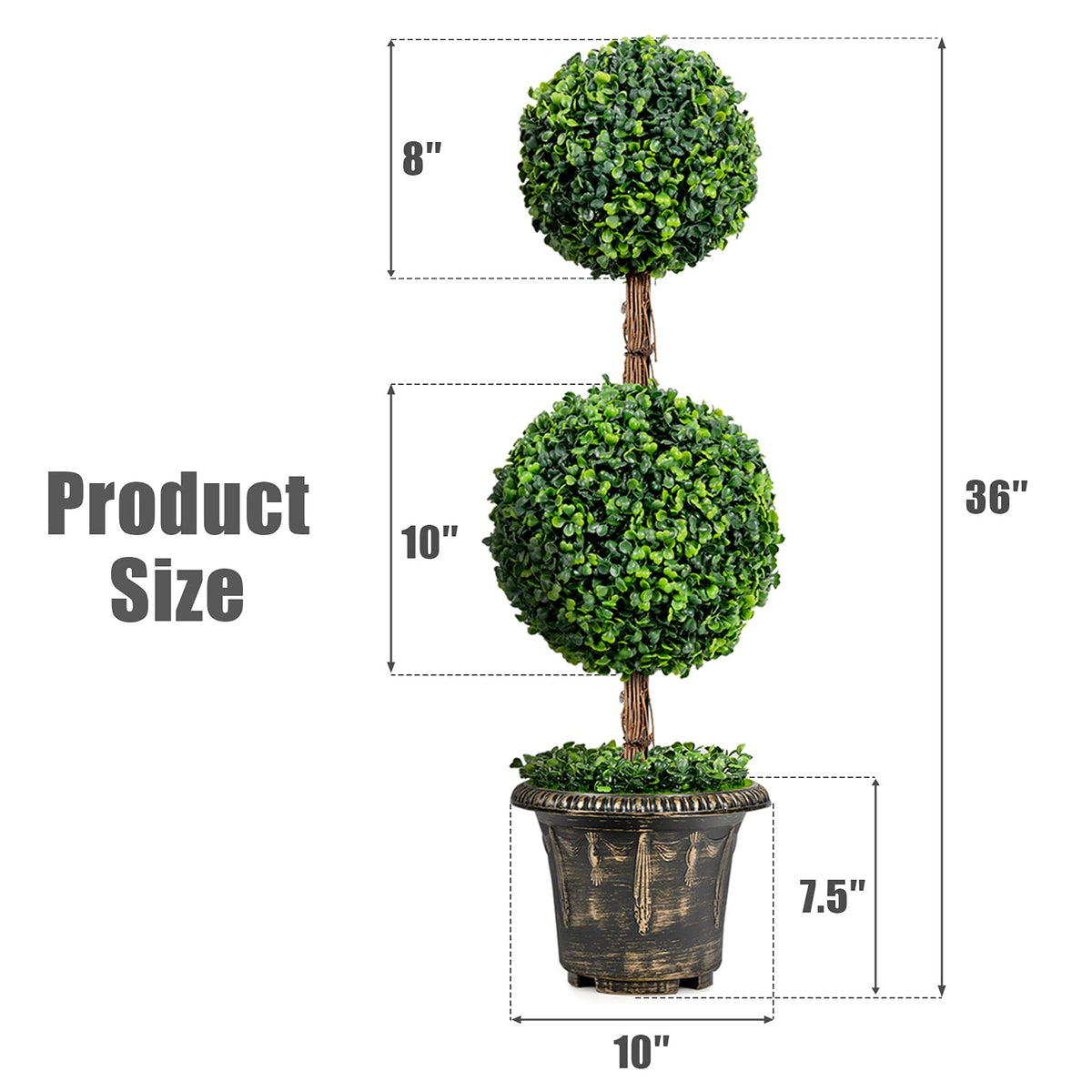 Giantex Topiary Artificial Tree, 90cm Double Ball Tree, UV & Water Protection, Indoor & Outdoor Use