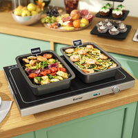 Electric Warming Tray with Adjustable Temperature Tempered Glass Top Food Warmer