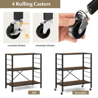 Giantex 3-Tier Foldable Shelving Unit, Heavy Duty Metal Shelves with Detachable Wheels