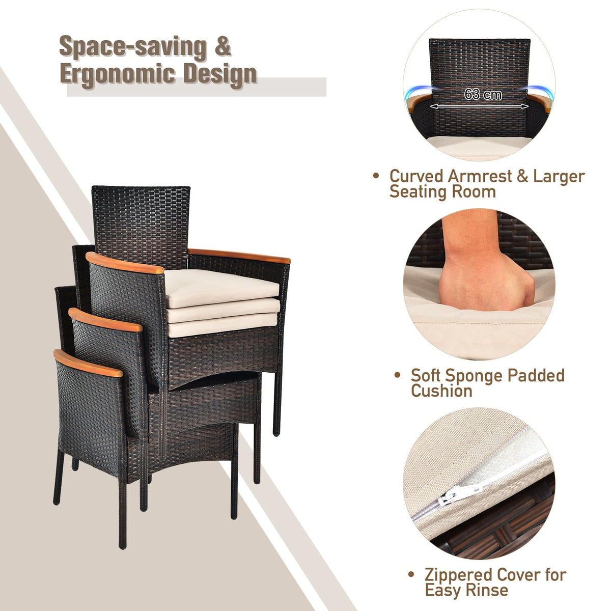 7 Piece Patio Dining Set, Outdoor Rattan Dining Furniture