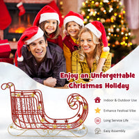 Red Santa Sleigh, Metal Christmas Santa Sleigh