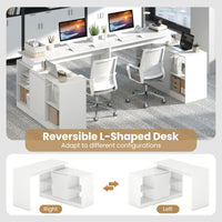 L-shaped Computer Desk Reversible Writing Desk with 4 Storage Compartments