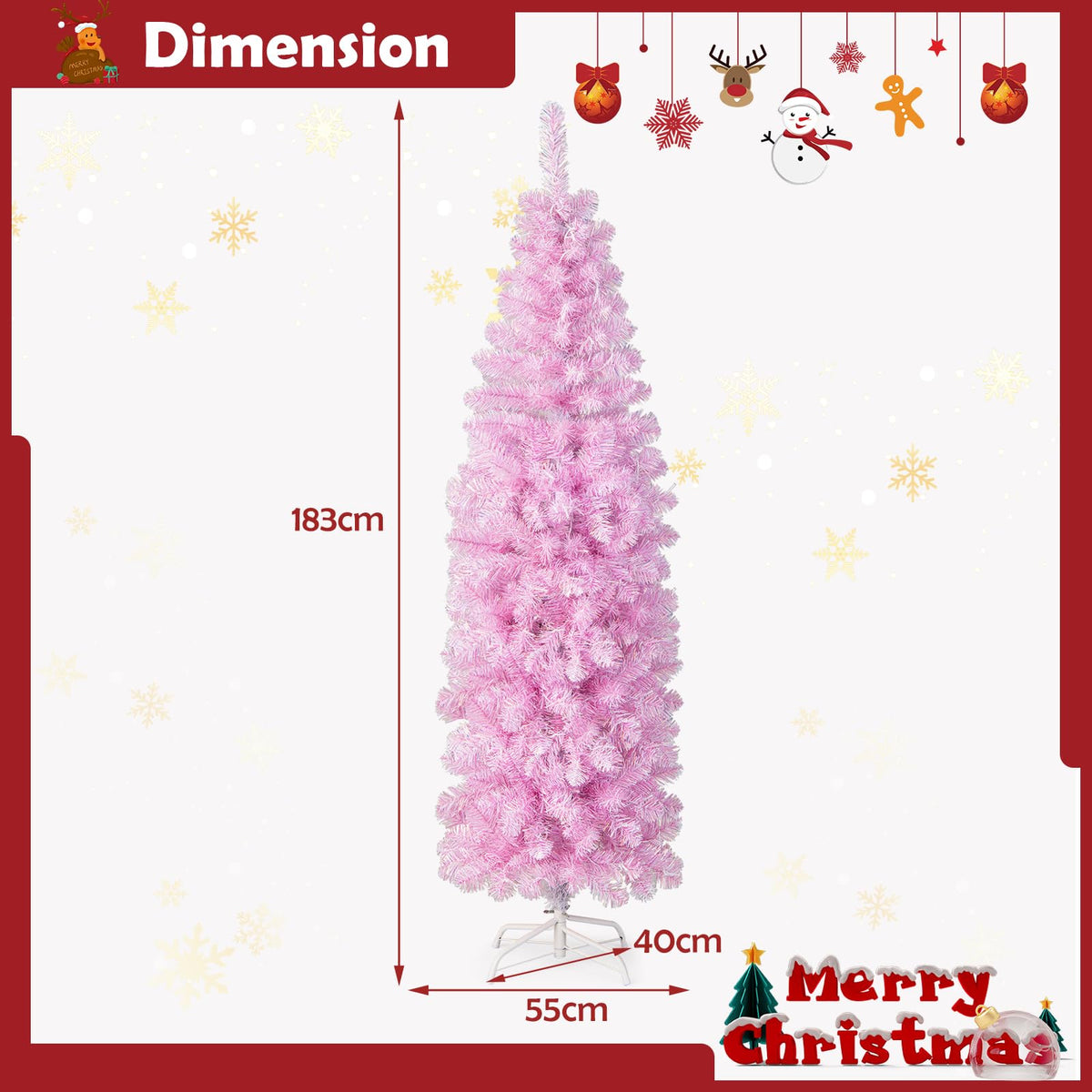 1.83M/2.15M Pre-Lit Artificial Christmas Tree with 475/670 branch tips for Decoration