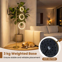 3-Circle Dimmable LED Floor Lamp with Foot Switch & 3 Color Temperatures for Room