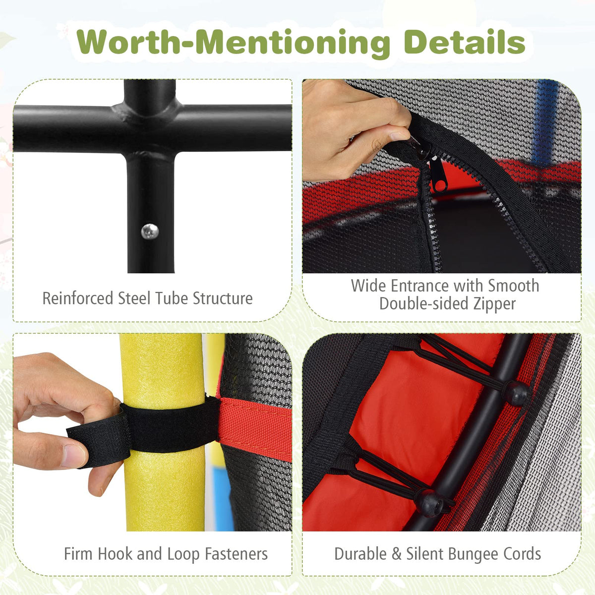 55 Inches Kids Trampoline with Safety Enclosure Net