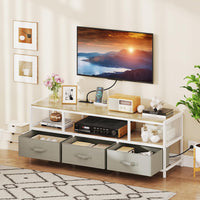 3-Tier Media Entertain Center with Power Outlets USB Charging