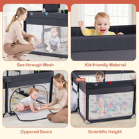 185×155 cm Large Baby Playpen Playard with Basketball Hoop and Soccer Gates