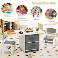 Kids Table and Chair Set, Toddler Wooden Activity Table & 2 Chairs Set