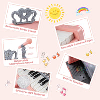Mini Keyboard Piano for Kids, 25 Keys Electric Piano w/Music Stand & Microphone