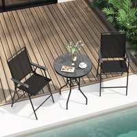 3 PCS Outdoor Bar Stool Set, Bistro Furniture with DPC Tabletop