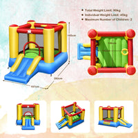 Kids Inflatable Bounce House, Jumping Castle w/Spacious Bouncing Area & Slide, Inflatable Bouncer w/Carry Bag, Stakes (Without Blower)