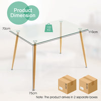 Giantex Modern Glass Dining Table, Rectangular Minimalist Table w/Tempered Glass Table Top