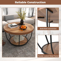 2-Tier Round Coffee Table w/Storage