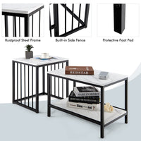 Giantex Nesting End Tables Set of 2, Multi-Function Coffee Tables w/Storage Shelf, White & Black