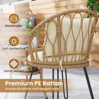 3 Pieces PE Wicker Patio Bistro Set, Outdoor Conversation Set