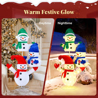 150cm Stacked Snowman Lighted Christmas Decoration, 3D Light-up Snowman with 110 LED Lights