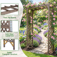 Flat Top Garden Arch Trellis 216cm Tall Wood Garden Archway Gate for Climbing Plants