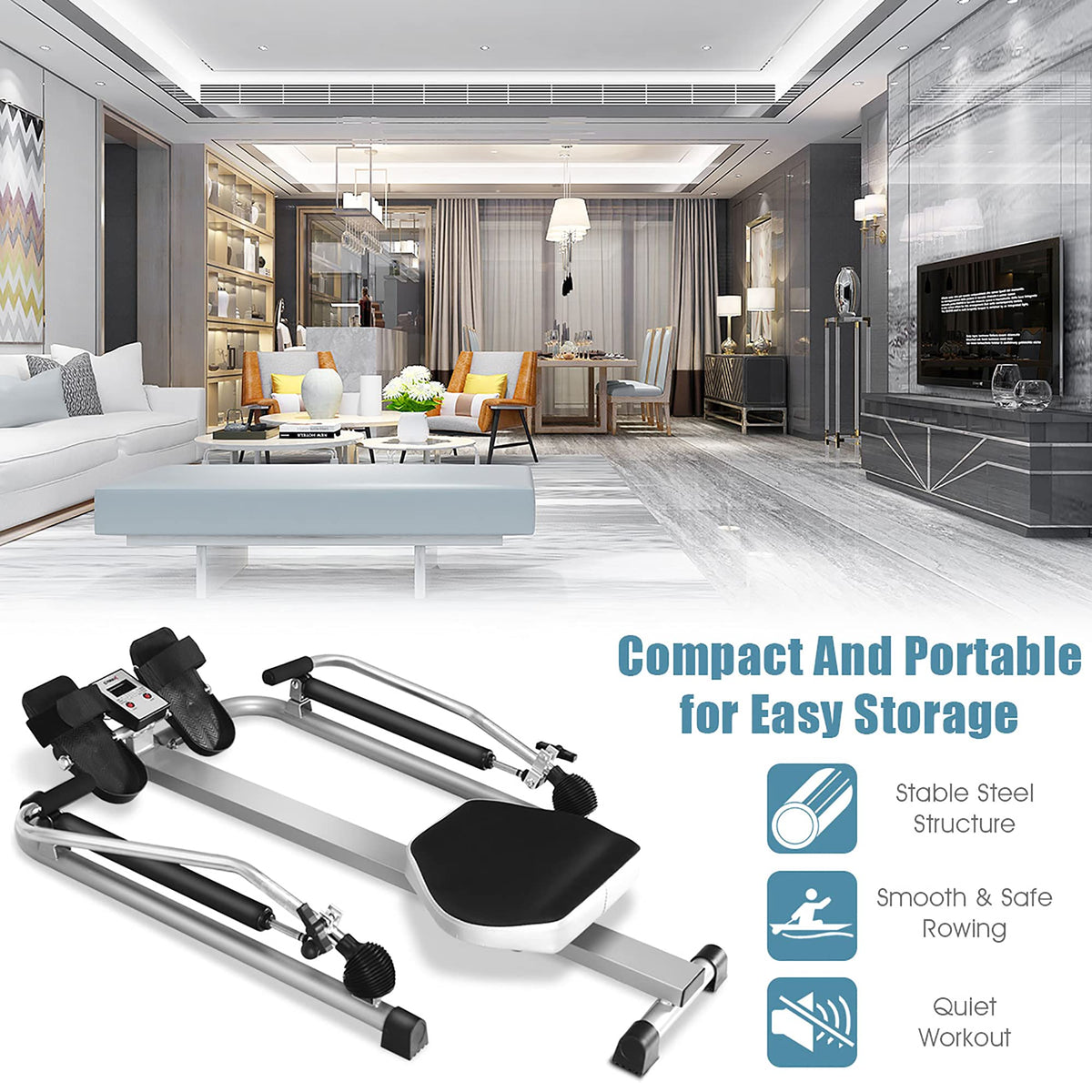 Total Motion Rowing Machine Rower with LCD Monitor – Giantex.au