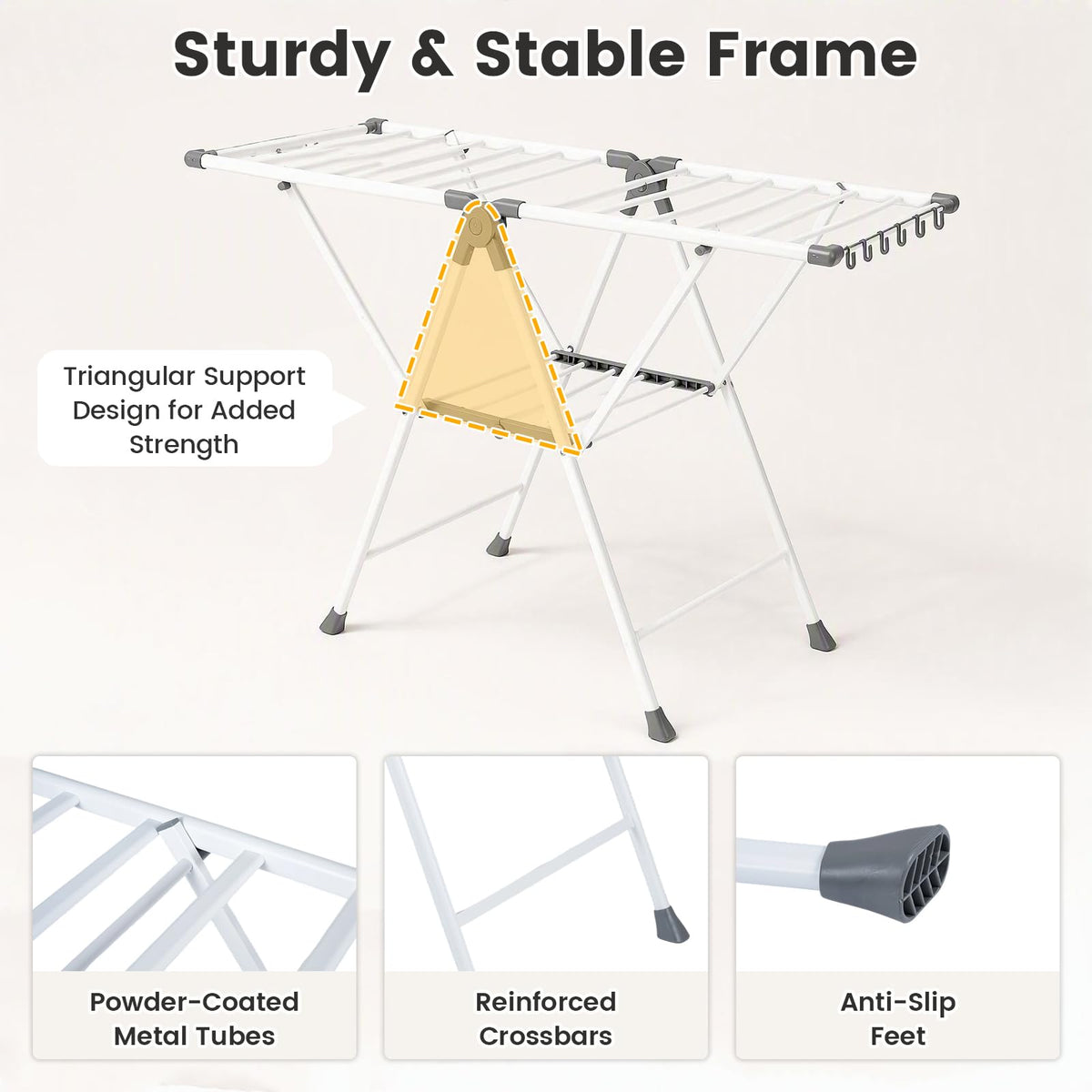 Foldable 2-Level Clothes Drying Rack with140 CM Adjustable Wings