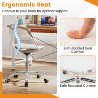 Armless Rolling Office Chair with Swivel Seat and PU Leather Cushion