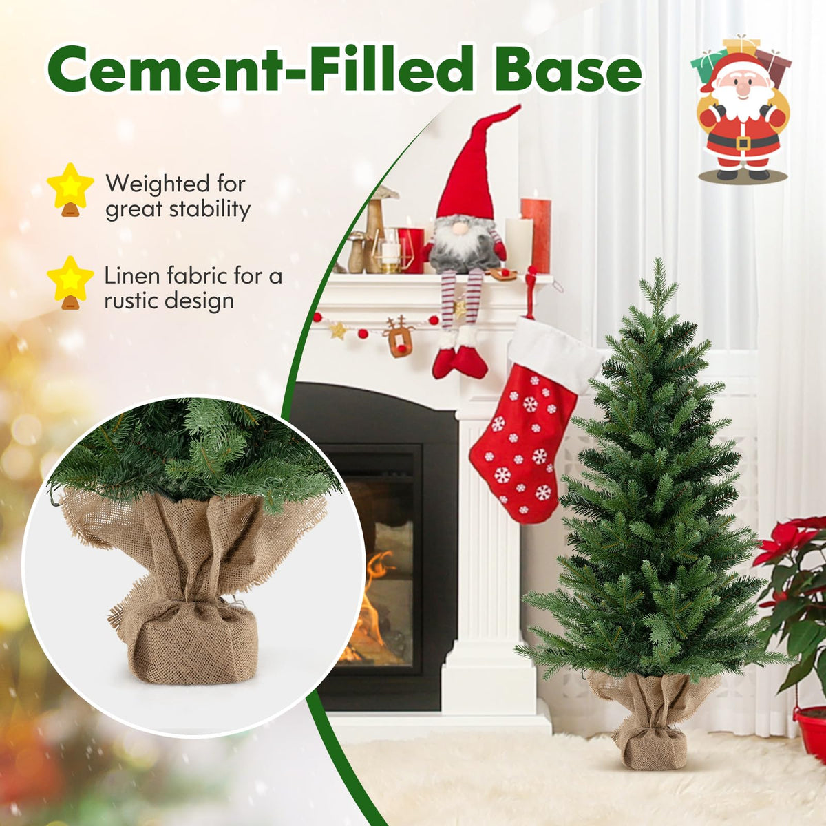 90cm Pre-Lit Artificial Christmas Tree with 50 LED Lights