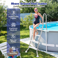 192 cm Above Ground Pool Ladder A-Frame Swimming Pool Ladder with Top Platform