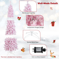 2.1M Pre-Lit Artificial Hinged Christmas Tree with 8 Lighting Modes