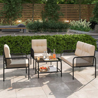 4 Pieces Patio Furniture Set, PE Rattan Sofa Chairs