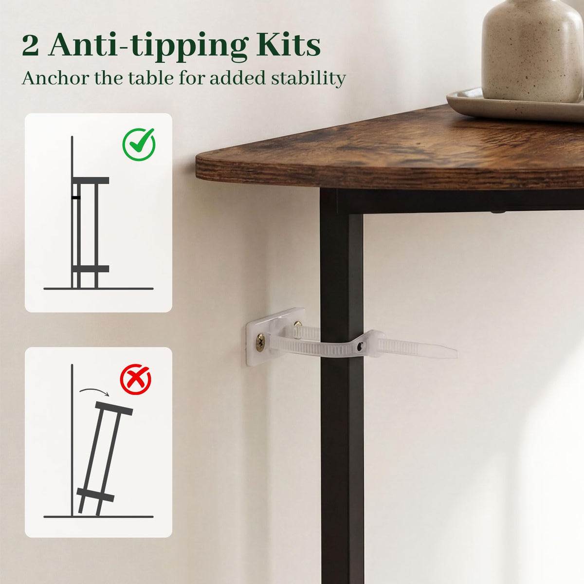 Half-moon Console Table with Open Storage Shelf and Anti-tip Kits for Living Room