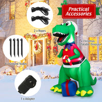 1.82M Inflatable Christmas Dinosaur with Gift for Indoor/Outdoor