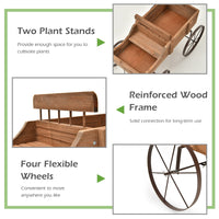 Wood Wagon Planter with Adjustable Handle