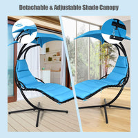 Hanging Lounger Chair with Canopy & Cushion Built-in Pillow