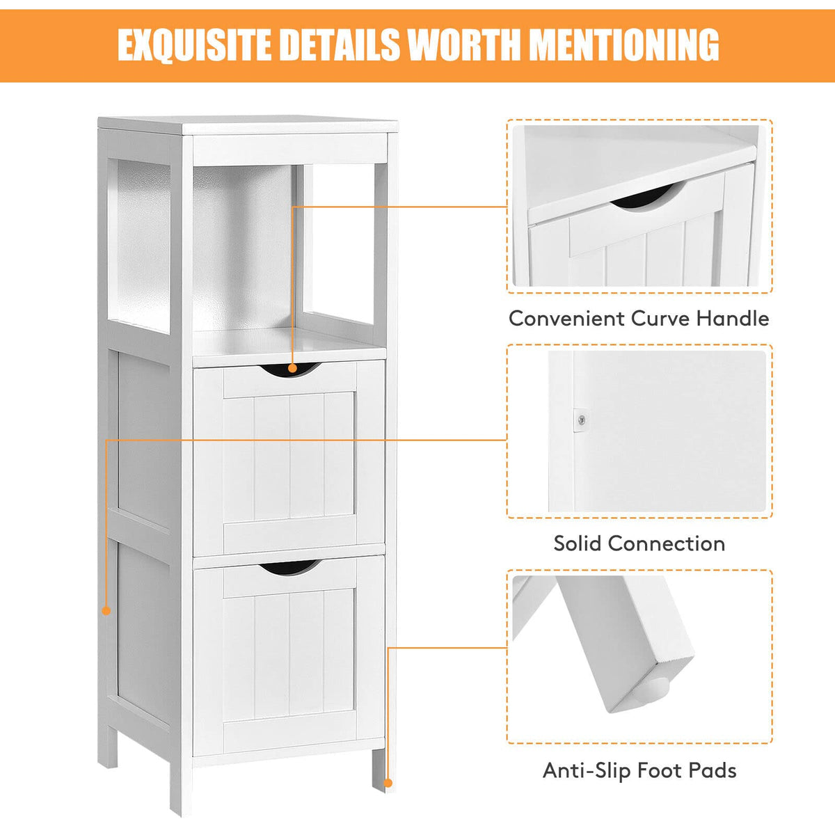 Giantex Bathroom Floor Cabinet, Wooden Storage Cabinet with 2 Removable Drawers