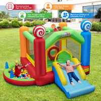 Kids Inflatable Bounce House, Candy Theme Jumping Castle w/Jumping Area with 680W Blower