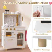 Pretend Play Kitchen with Stoves and Faucet for Boys and Girls 3+ Years Old