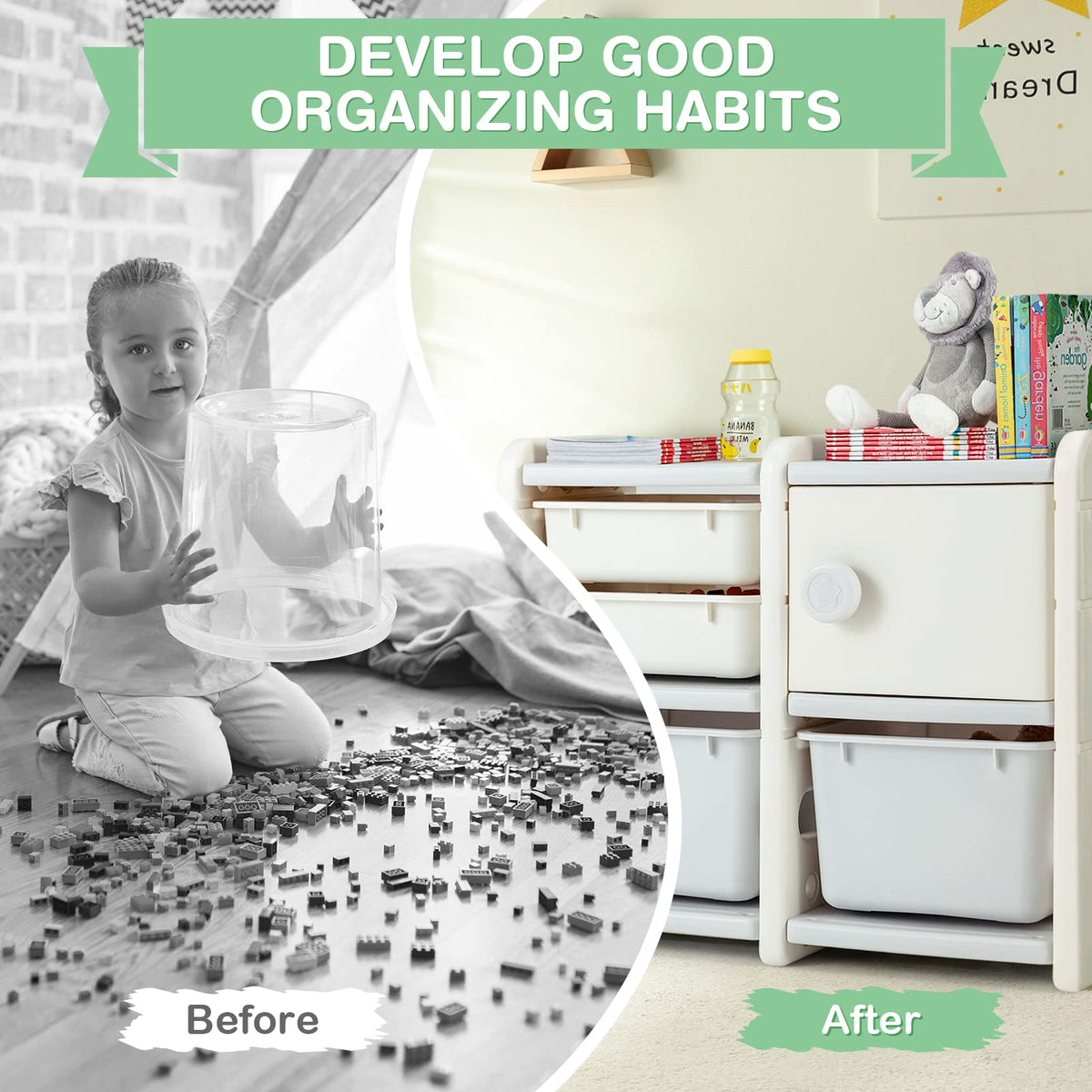 Truck-shaped Toddler Storage Cabinet with Bins & Drawers