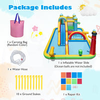 Inflatable Water Slide, Giant Water Park w/ Long Slide, Jumping Area, Climbing Wall, Splash Pools