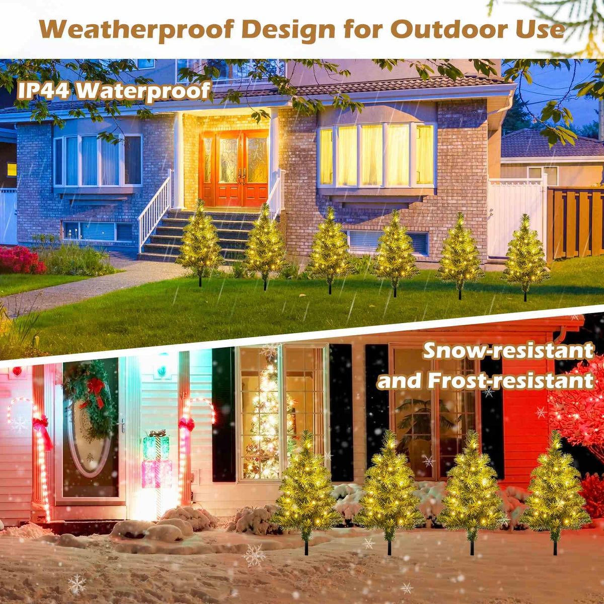 6-Pack Pre-Lit Artificial Christmas Tree 45CM Solar Powered Mini Xmas Trees