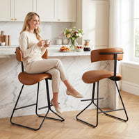 Giantex Modern Counter Height Stools Set of 2, Faux Leather Upholstered Armless Barstools