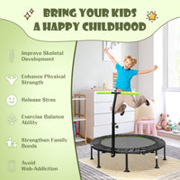 Foldable Mini Trampoline with Height Adjustable Handrail for Kids Adults